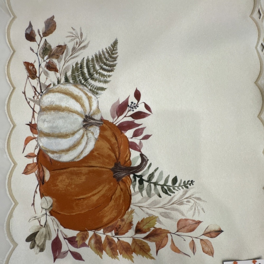 Fall Autumn Placemats Set of 4 Pumpkins Leaves 13x19 Beige Orange NEW - Picture 4 of 5
